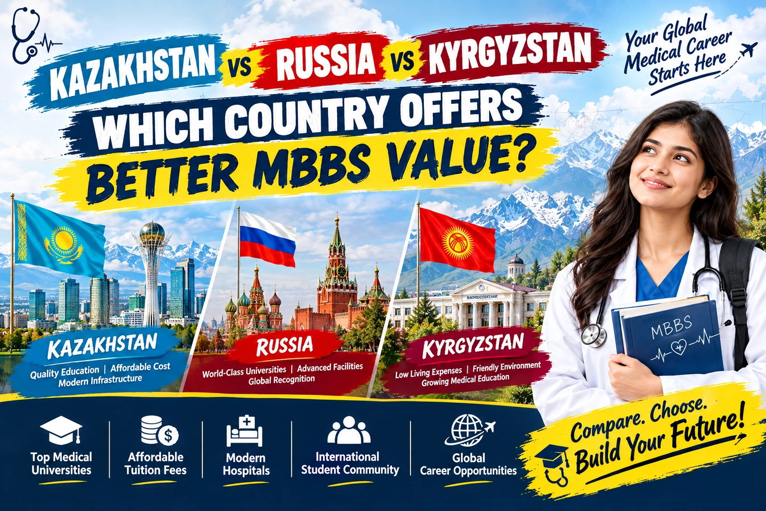 Kazakhstan vs Russia vs Kyrgyzstan: Which Country Offers Better MBBS Value?