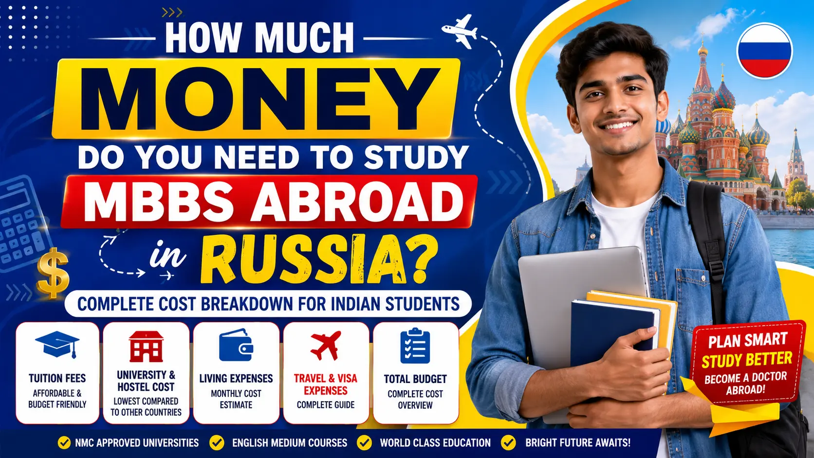 How Much Money Do You Need to Study MBBS Abroad in Russia?