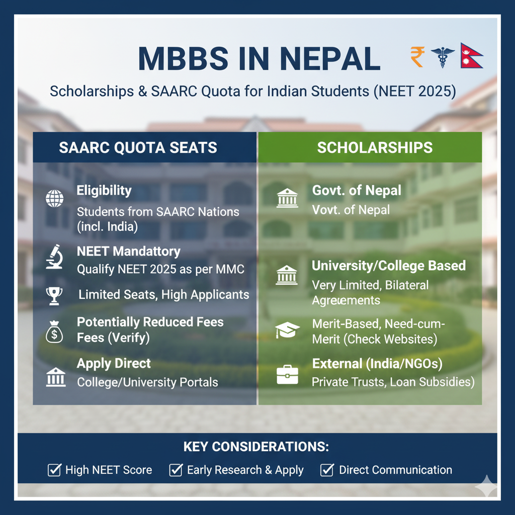 Indian Students can get Scholarships and SAARC Seats to Study MBBS in Nepal