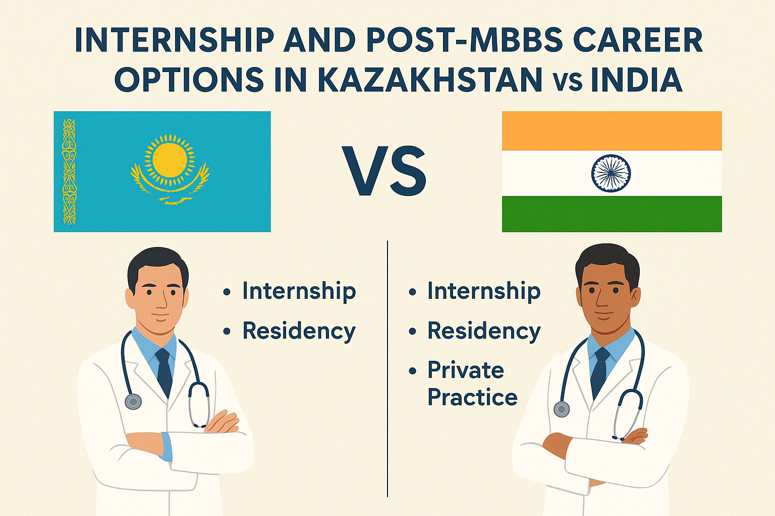 Internship and Post-MBBS Career Options in Kazakhstan vs India