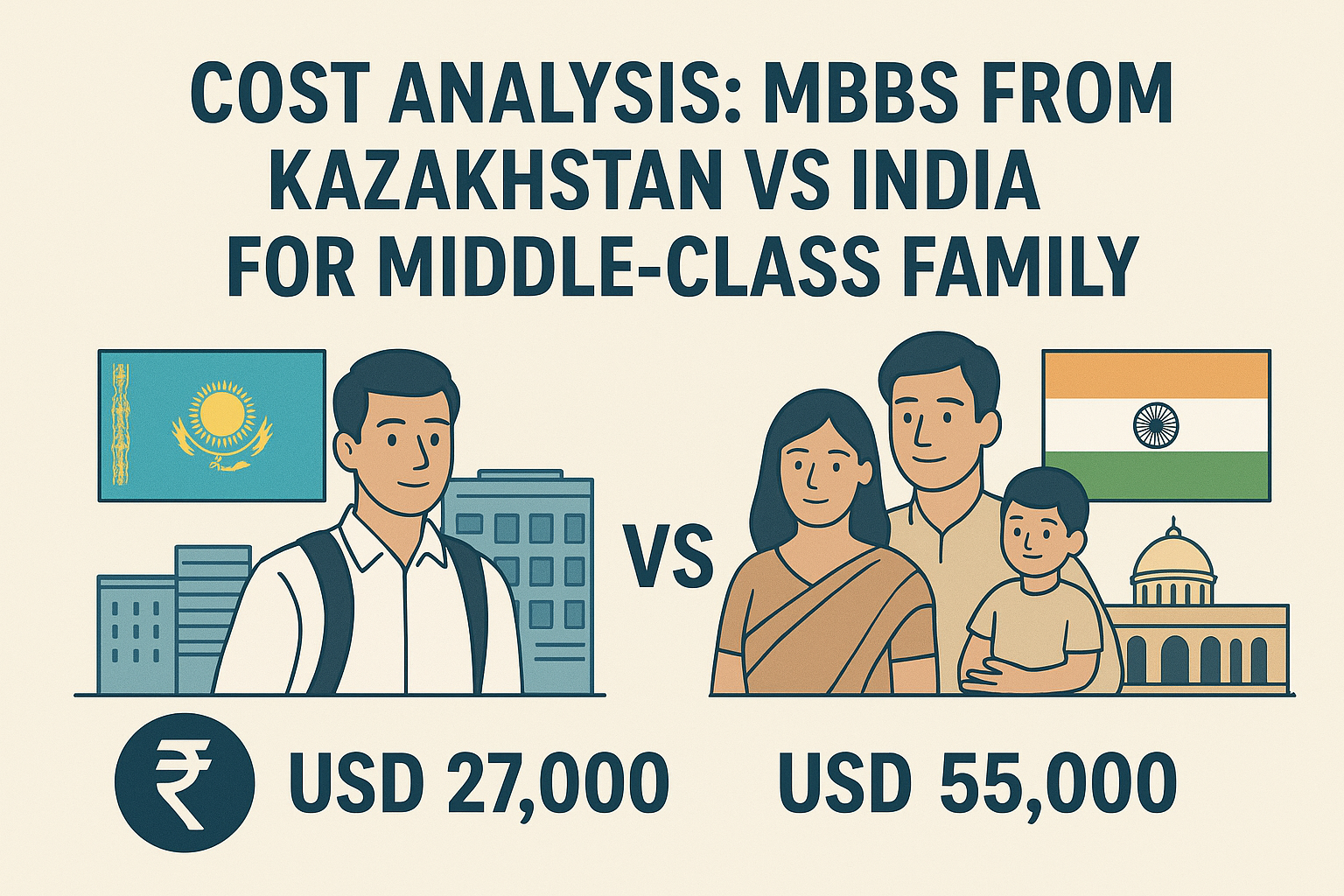 Cost Analysis: MBBS from Kazakhstan vs India for Middle-Class Family