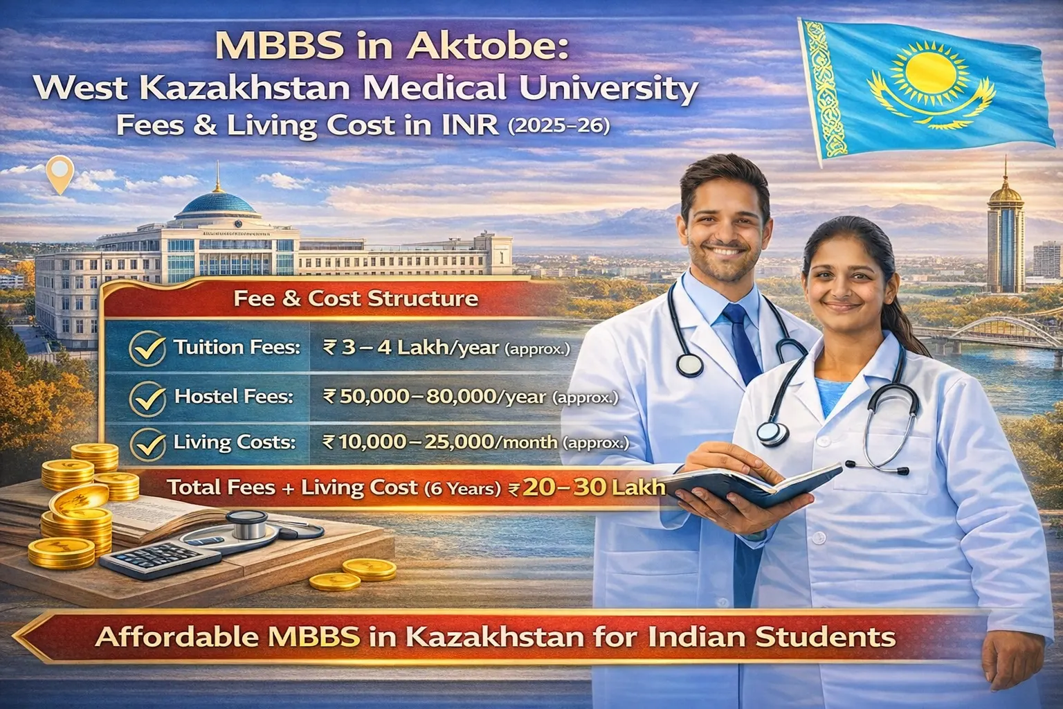 MBBS in Aktobe: West Kazakhstan Medical University Fees & Living Cost in INR (2025-26)