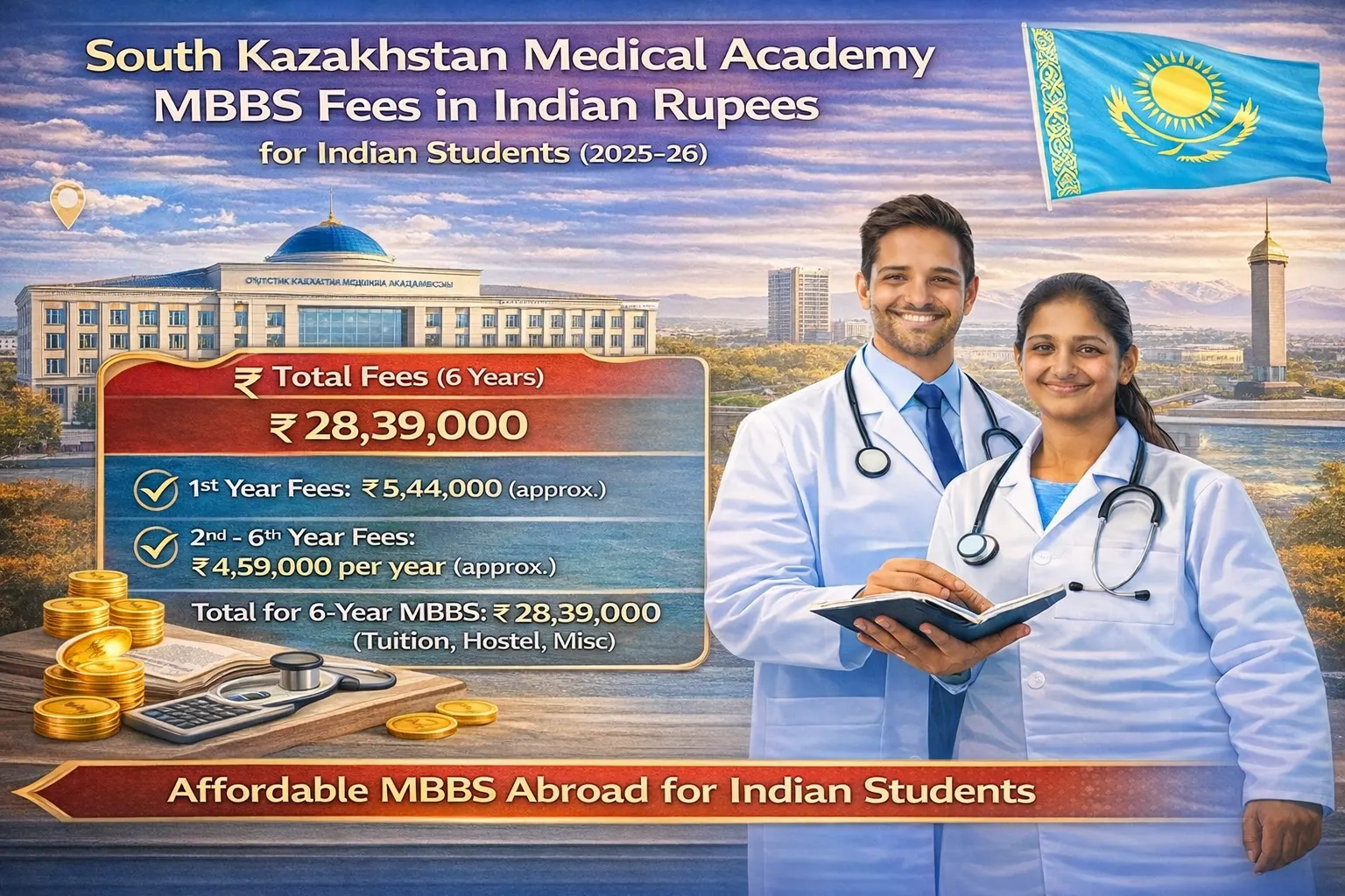 South Kazakhstan Medical Academy MBBS Fees in Indian Rupees for Indian Students (2025-26)