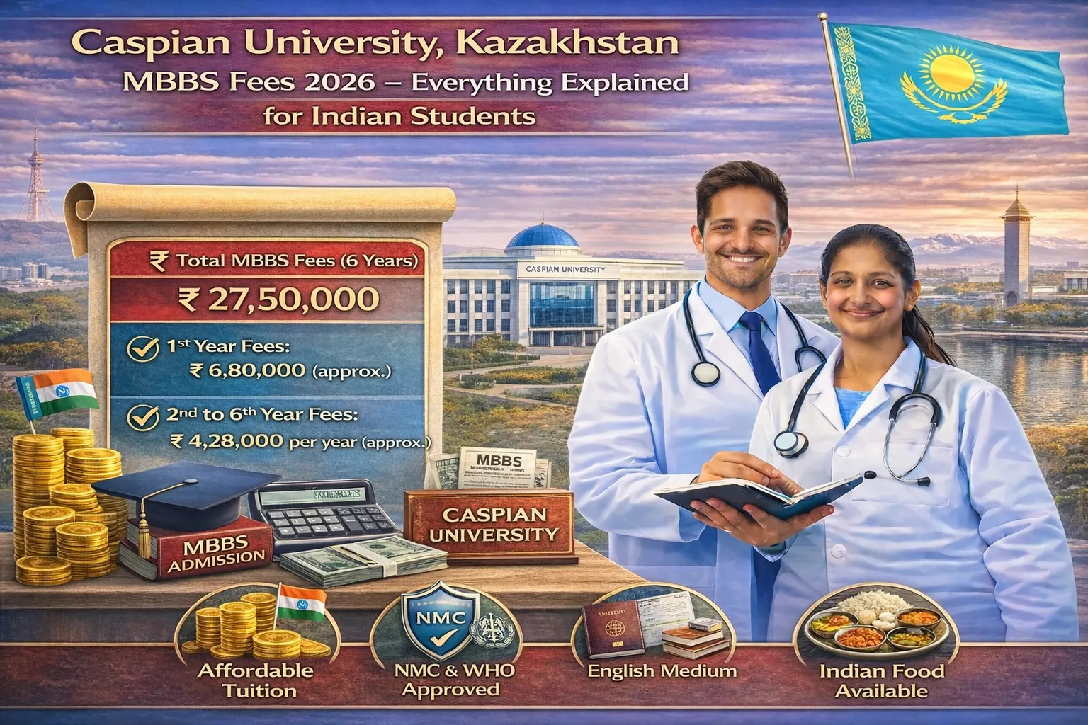 Caspian University,, Kazakhstan MBBS Fees 2026 – Everything Explained for Indian Students
