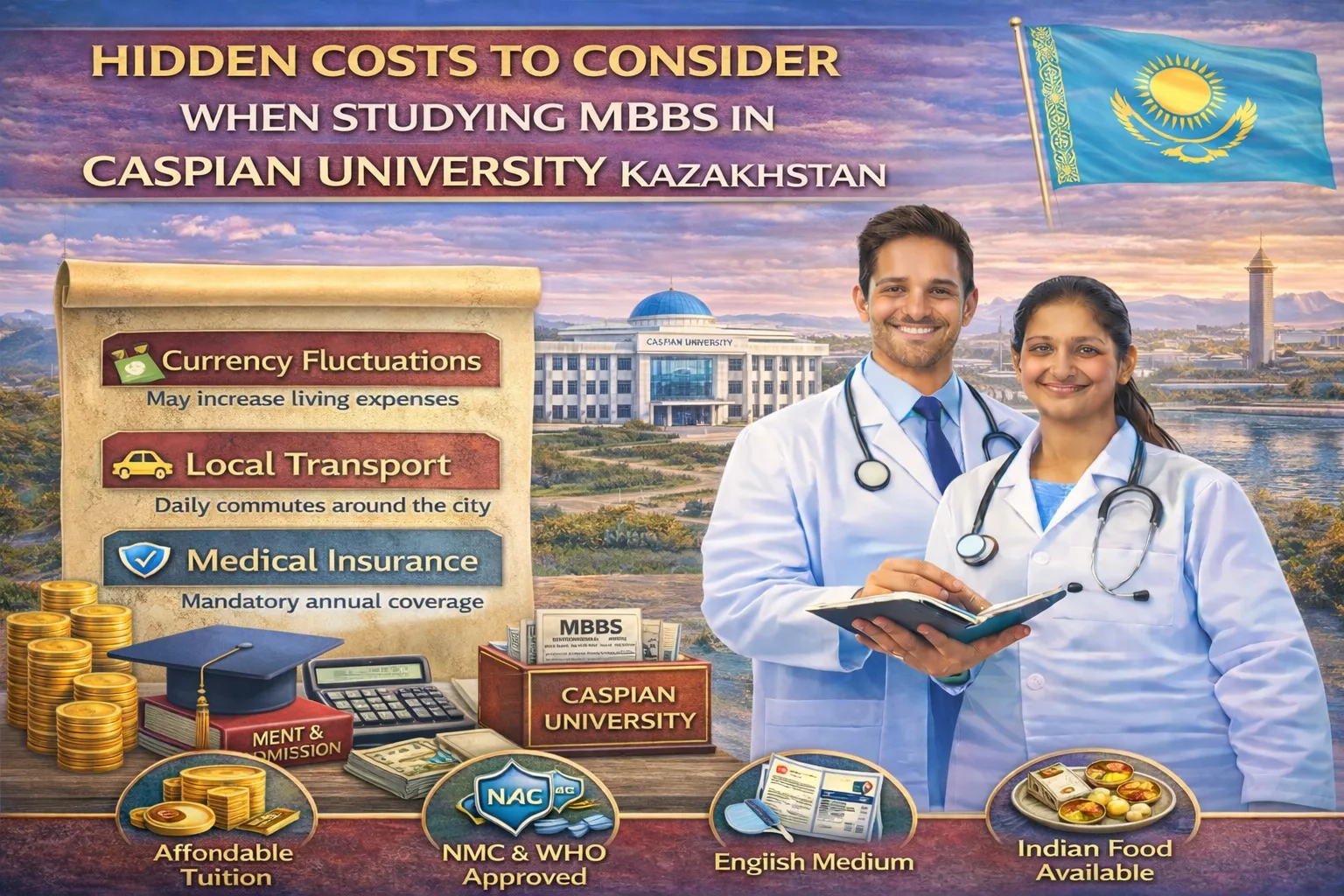 HIDDEN COSTS TO CONSIDER WHEN STUDYING MBBS IN CASPIAN UNIVERSITY KAZAKHSTAN