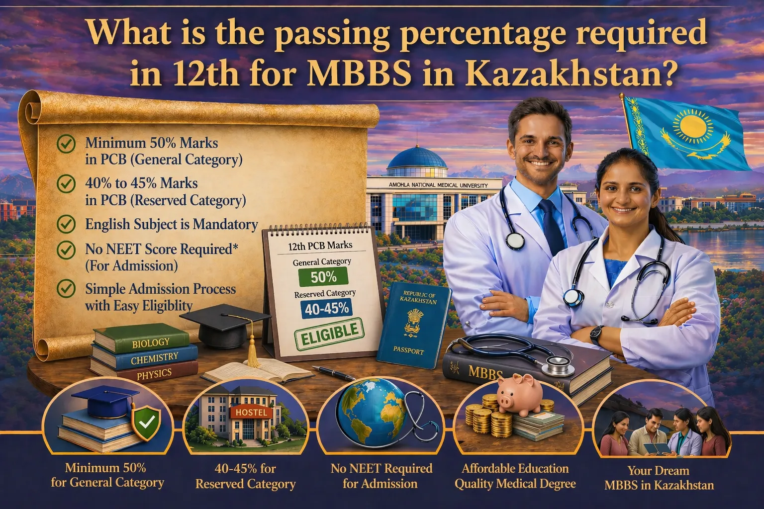 How Much Percentage is Required in 12th for MBBS in Kazakhstan?