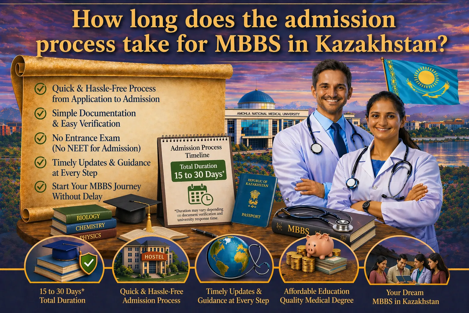 MBBS admission process duration in Kazakhstan