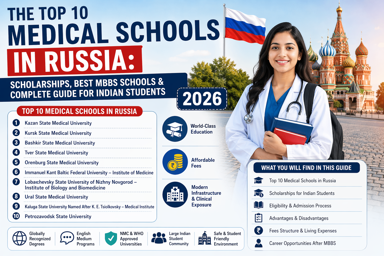 The Top 10 Medical Schools in Russia: Scholarships, Best MBBS Schools & Complete Guide for Indian Students 2026
