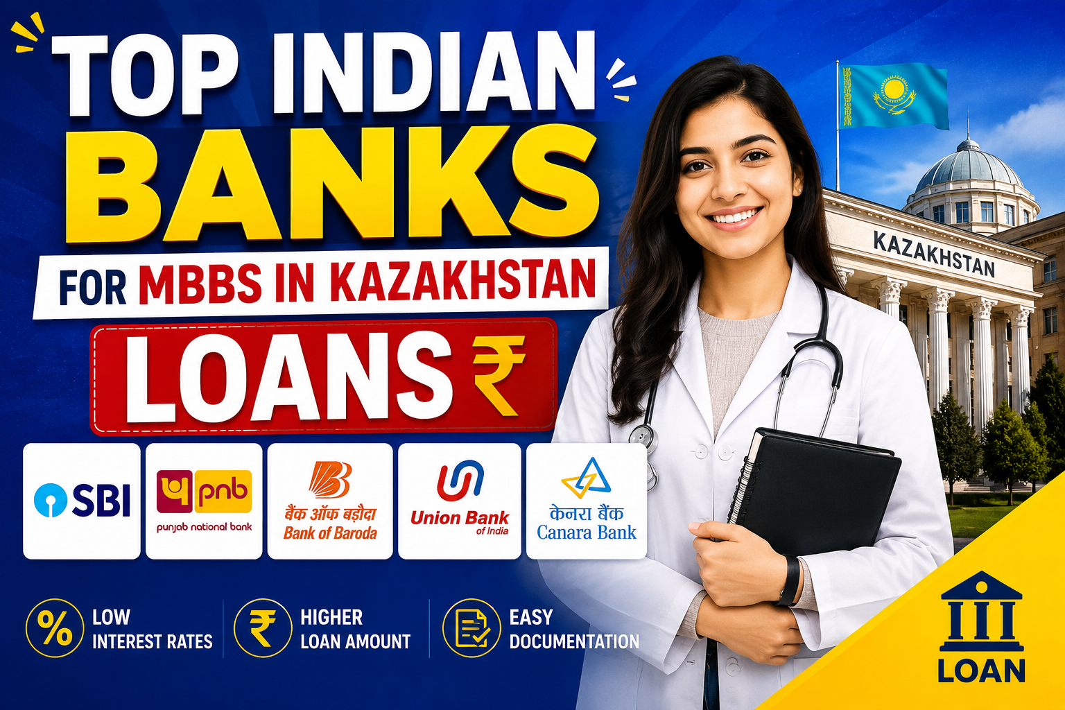 Top Indian Banks for MBBS in Kazakhstan Loans