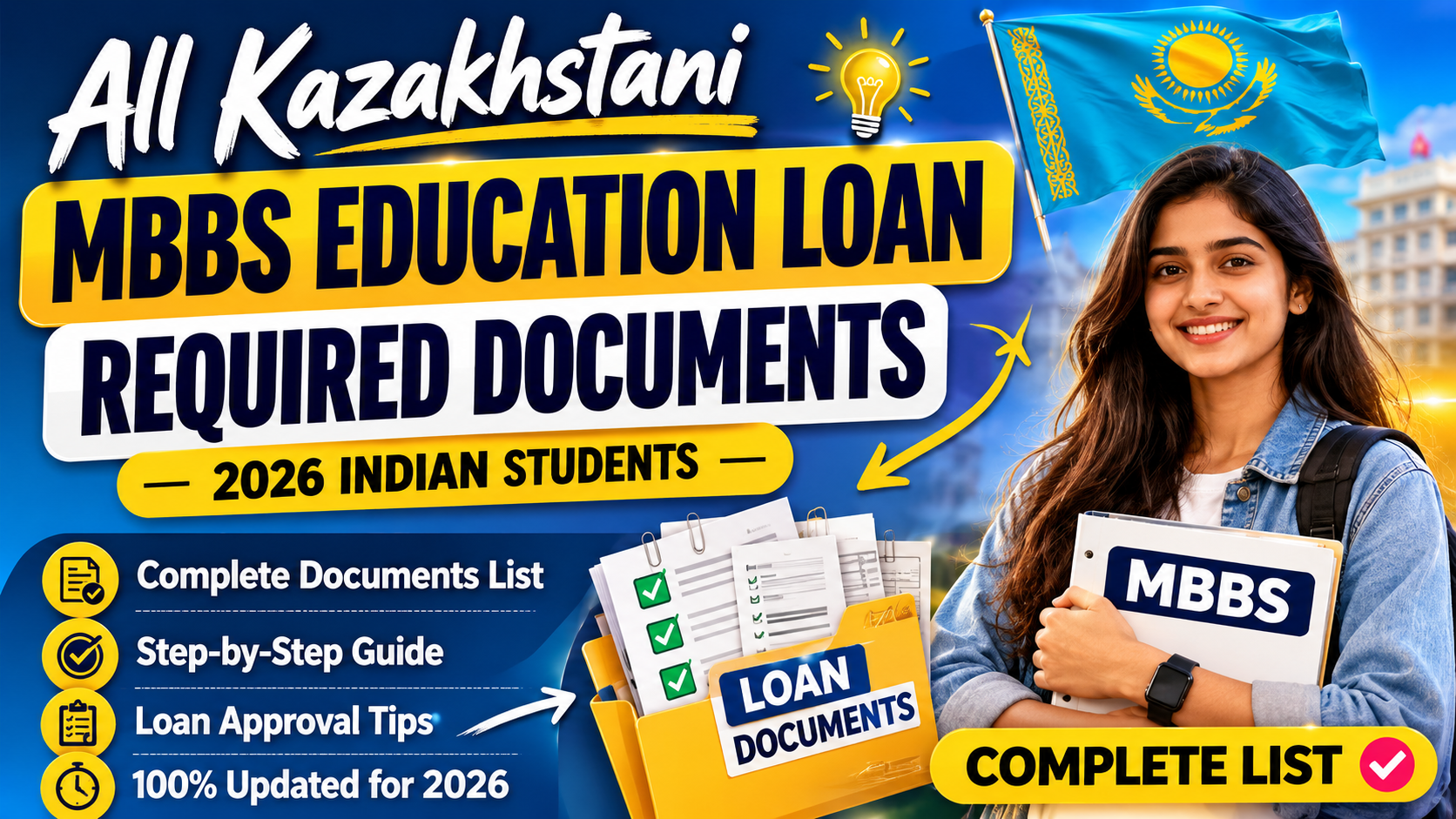 All Kazakhstani MBBS Education Loan Required Documents — (2026 Indian Students Complete Documents List)