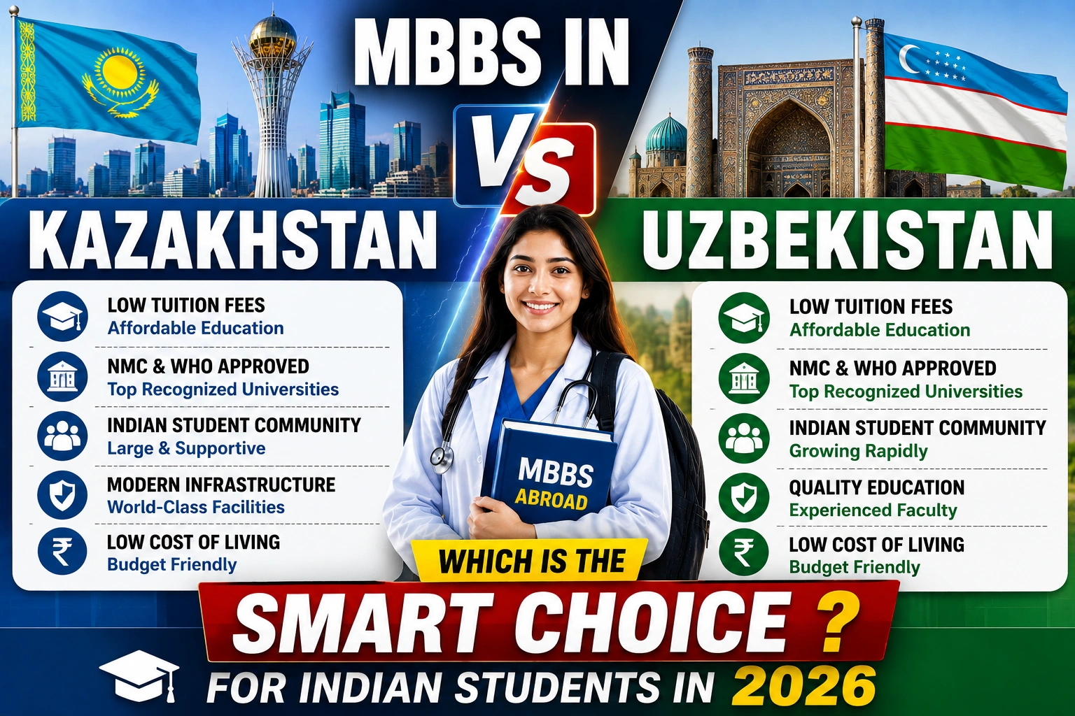 MBBS in Kazakhstan vs Uzbekistan Which is the Smart Choice for Indian Students in 2026