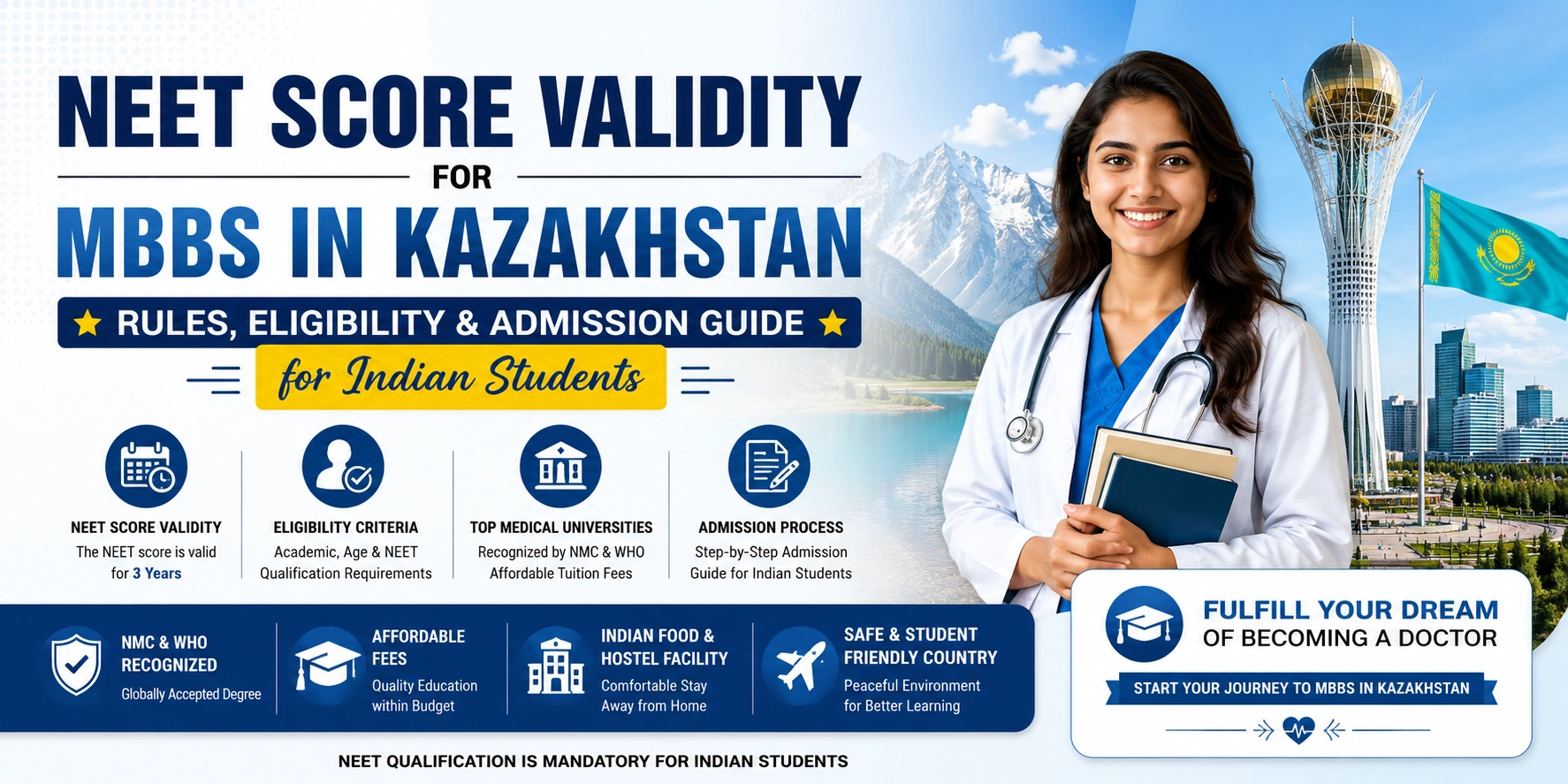 NEET Score Validity for MBBS in Kazakhstan: Rules, Eligibility & Admission Guide for Indian Students