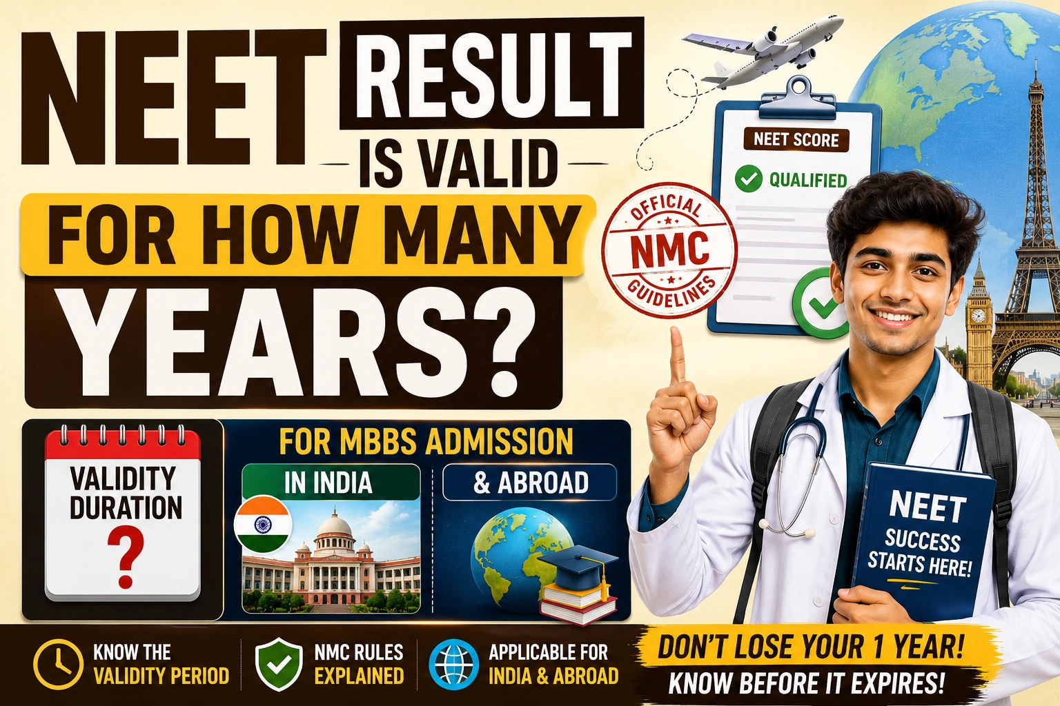 NEET Result is Valid for How Many Years for MBBS Admission in India & Abroad