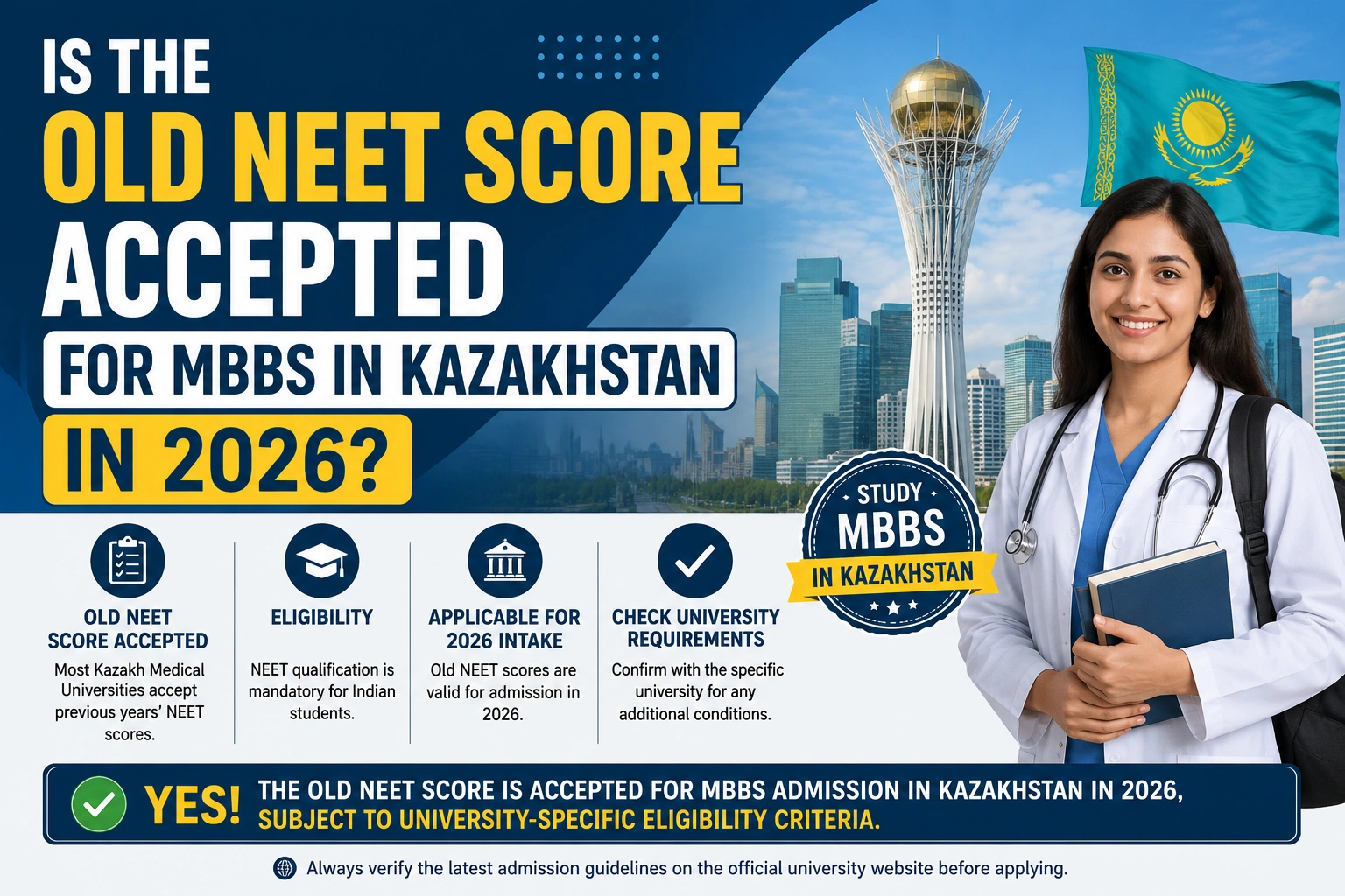 Is the Old NEET Score Accepted for MBBS in Kazakhstan in 2026?