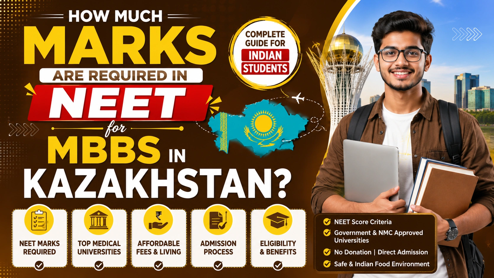 How Much Marks Are Required in NEET for MBBS in Kazakhstan?