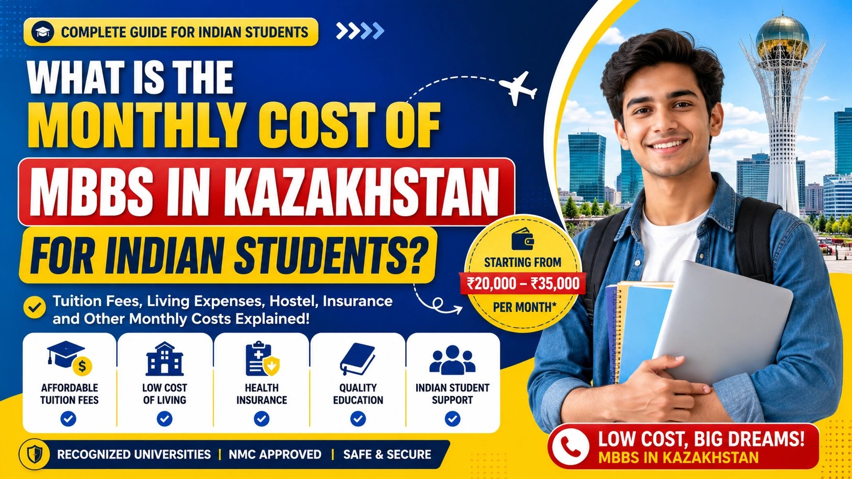 What is the Monthly Cost of MBBS in Kazakhstan for Indian Students?