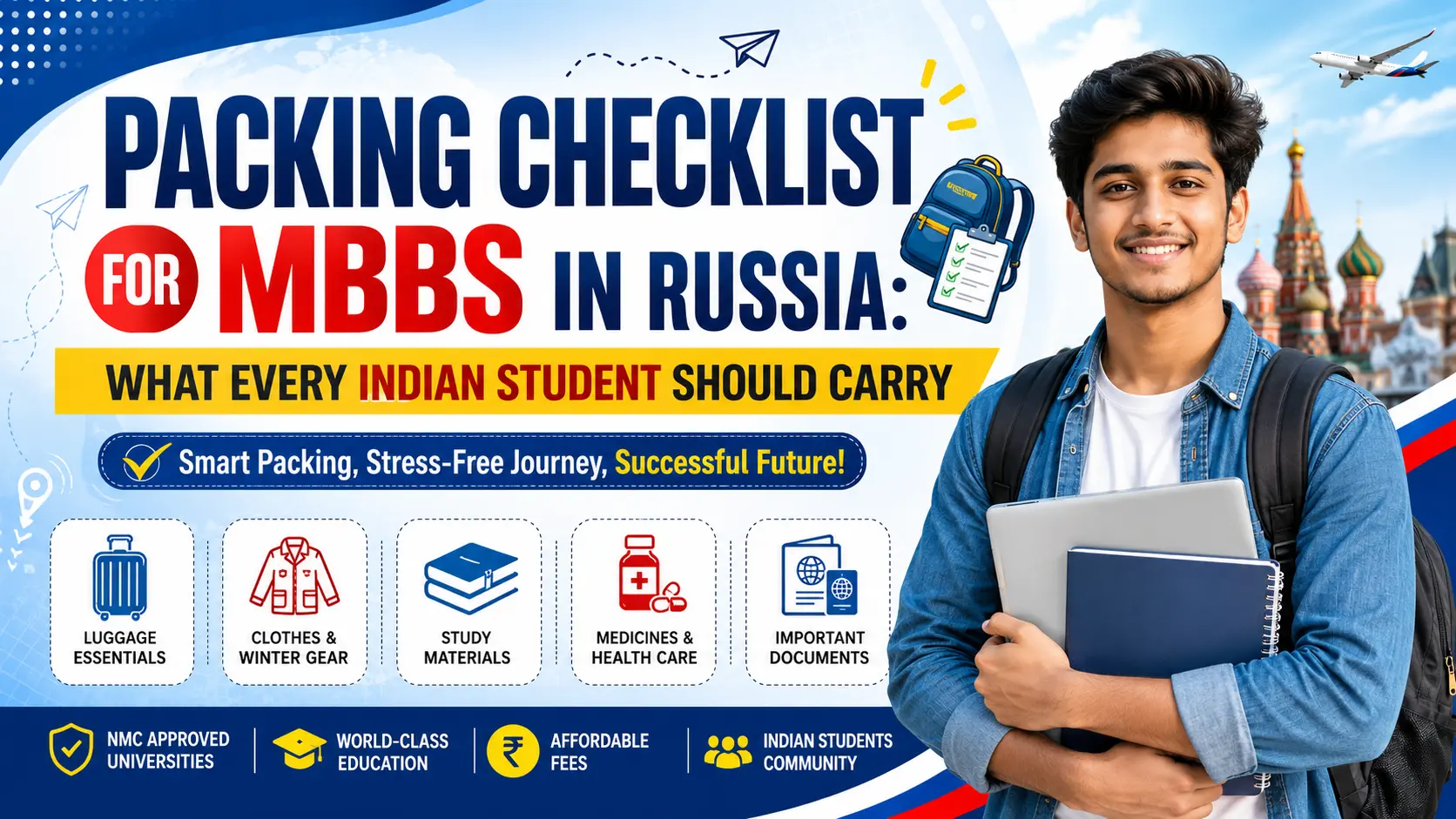 Packing Checklist for MBBS in Russia: What Every Indian Student Should Carry