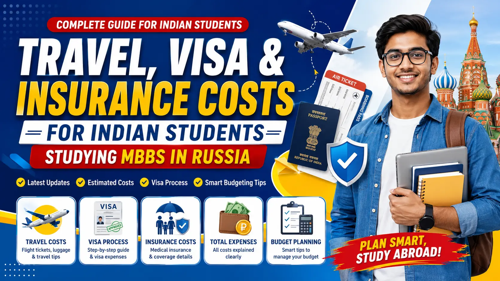 Travel, Visa & Insurance Costs for Indian Students Studying MBBS in Russia