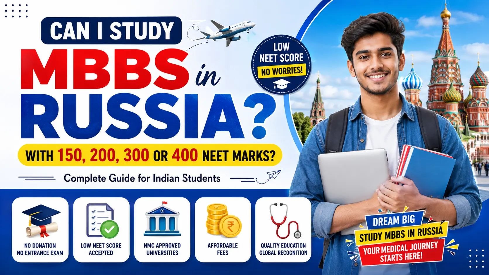 Can I Study MBBS in Russia with 150, 200, 300 or 400 NEET Marks?