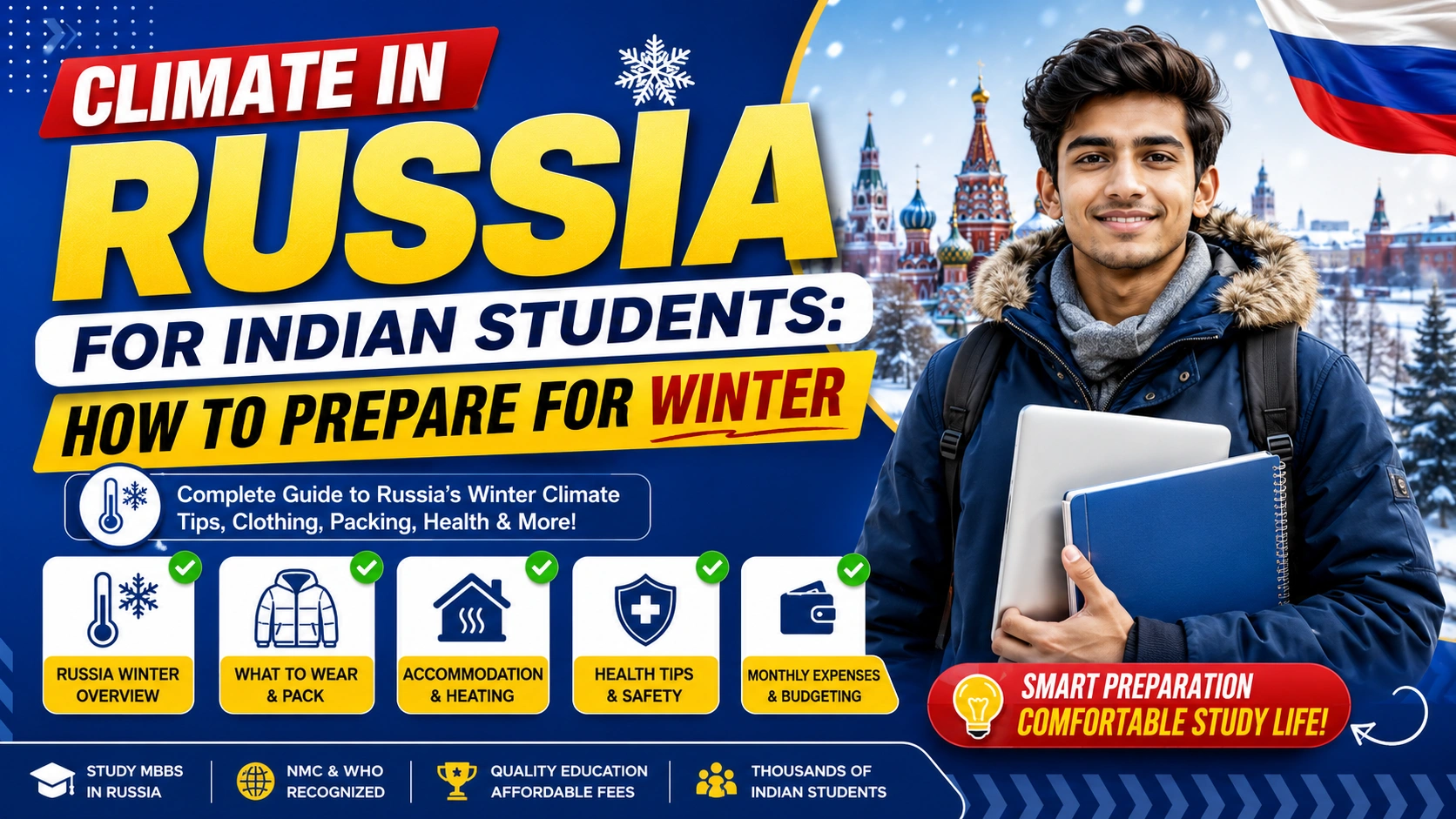 Climate in Russia for Indian Students: How to Prepare for Winter