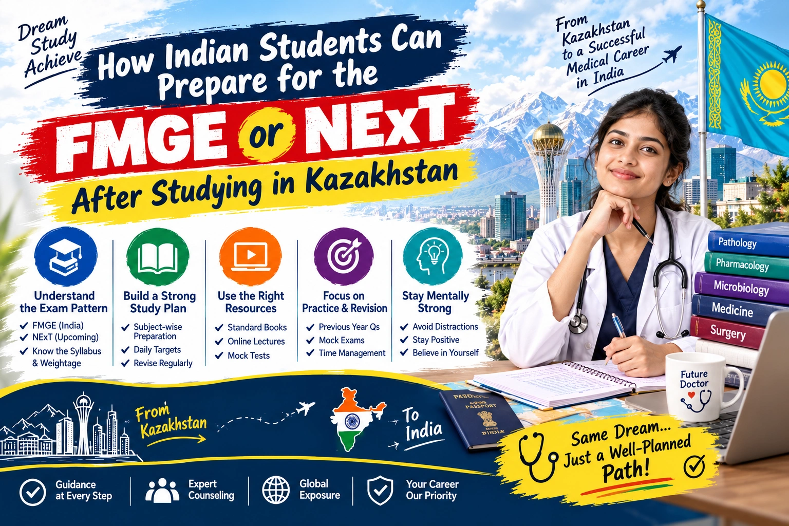 How Indian Students Can Prepare for the FMGE or NExT After Studying in Kazakhstan