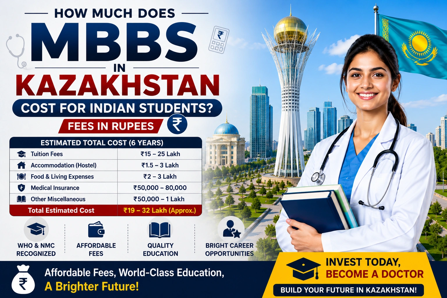 How Much Does MBBS in Kazakhstan Cost for Indian Students? Fees in Rupees