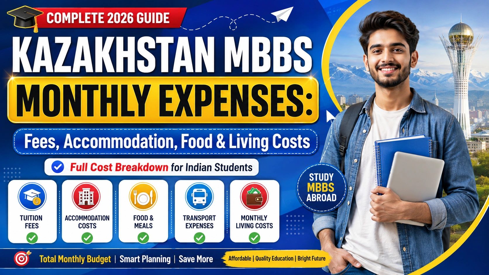 Kazakhstan MBBS Monthly Expenses: Fees, Accommodation, Food & Living Costs